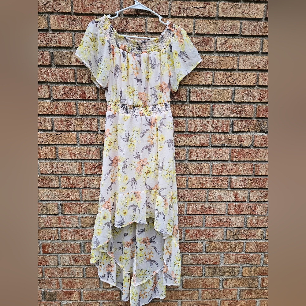 Lily Rose Cream Asymmetrical Sundress Flutter Sleeve